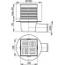 ALCAPLAST Kratka ściekowa 105 × 105/50 odpływ boczny, kratka szara, syfon mokry APV5111