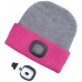 EXTOL LIGHT czapka z latarką czołową 45lm,ładowalna,USB,jasnoszary/różowy,dwustronna 43197