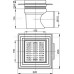 ALCAPLAST Kratka ściekowa 150 × 150/110 odpływ boczny, nierdzewna APV12