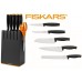 Fiskars Functional Form Zestaw 5 noży w bloku, czarny 1014190