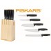 Fiskars Functional Form Zestaw 5 noży w drewnianym bloku 1014211